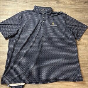 RLX Ralph Lauren Polo Mens XXL Navy Blue Golf Club Clover Print Performance I67